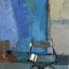 light shaft with blue cloth   director s chair
