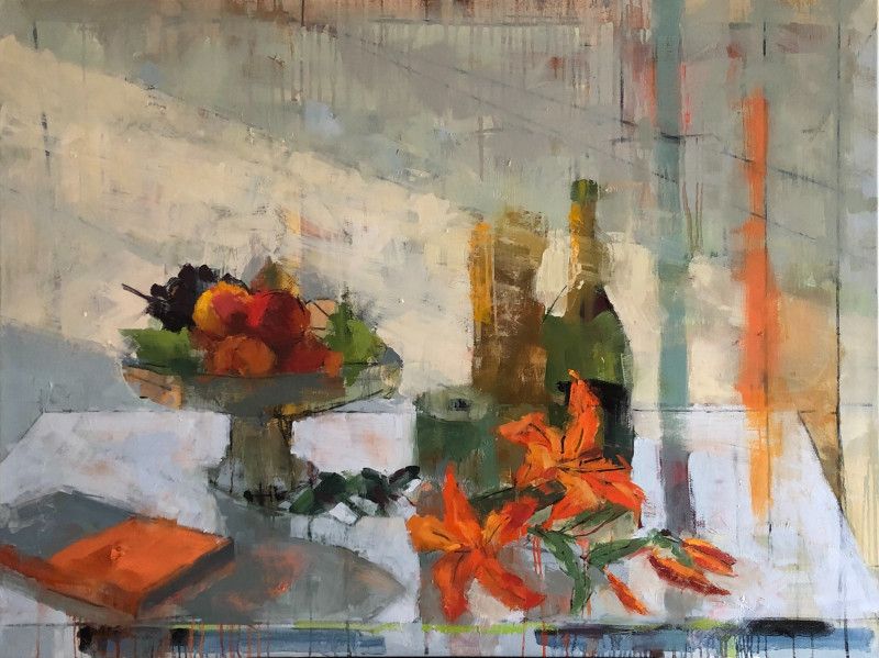 fruitbowl lilies krug oil 36x48in fruitbowl lilies krug oil 36x48in