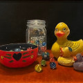 buckley kerry w ducks in a row  oil on panel  x14  