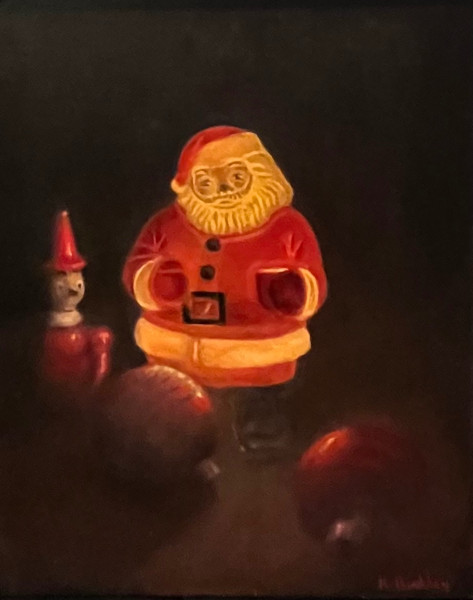 buckley kerry w night santa  oil on panel  x14   buckley kerry w night santa  oil on panel  x14